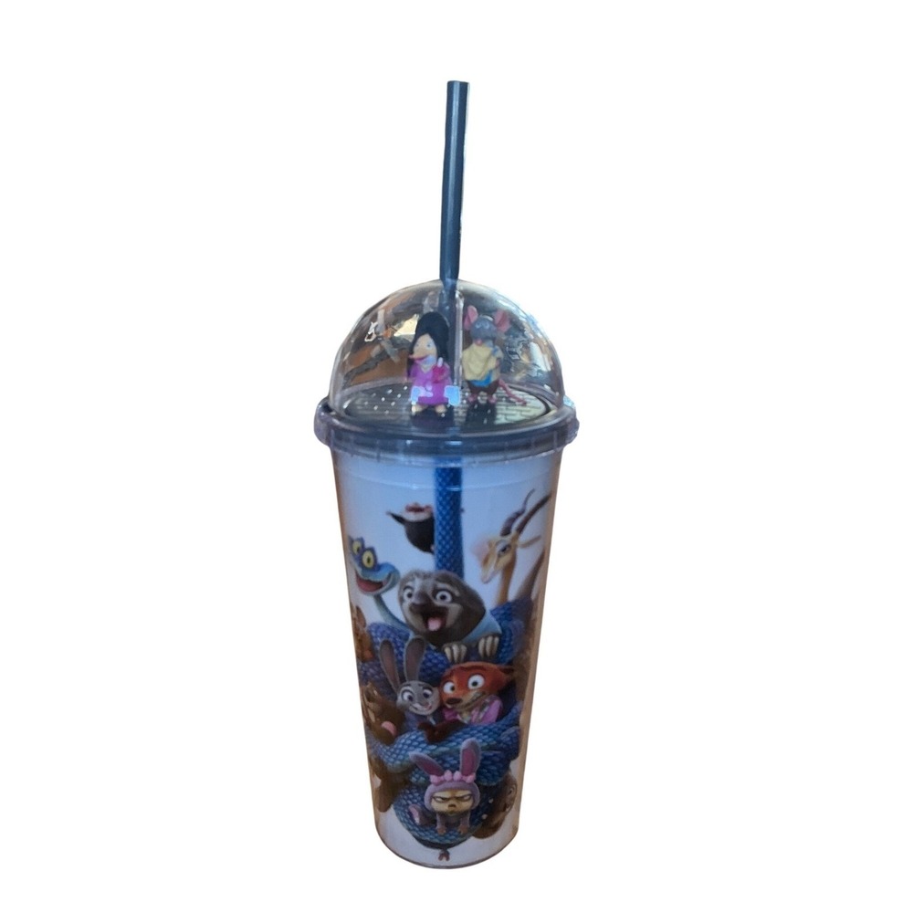 Disney Zootopia 2 Movie Theater Promo Tumbler Cup Dome Lid Fru Fru Figures Straw